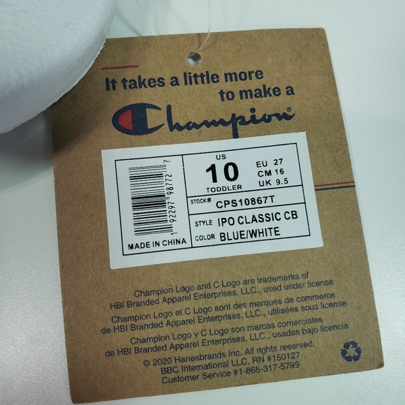 10K Champion Kid Toddler Unisex Blue White Summer Beach Water Sandals Flip Flops - Picture 3 of 3